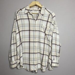 Free People We The Free Hidden Valley Button Up Shirt Beige Plaid Size L Women's
